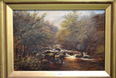 Lot 1145 - English School (19th century), Woodland Stream, indistinctly signed, oil on canvas