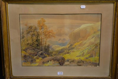 Lot 1149 - William Hull (1820-1880) Lakeland landscape with sheep, signed and dated 1859, watercolour,...