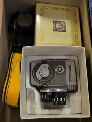 Lot 1157 - Pailliard Bolex B8SL camera (in original box) Yashica 8E III cine cameras (boxed) and a Nikon...