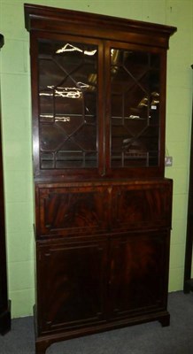 Lot 1188 - A late George III mahogany secretaire bookcase, 92cm (a.f.)