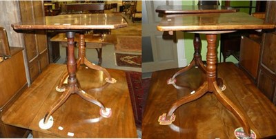 Lot 1196 - Two 19th century mahogany tilt top tripod tables on down swept supports