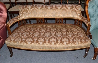 Lot 1241 - A small part upholstered two seater sofa, circa 1900