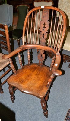 Lot 1247 - A Windsor armchair with carved and pierced burr wood splat