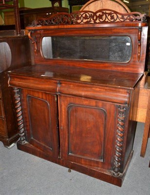 Lot 1262 - A Victorian mahogany mirror-back chiffonier, 3rd quarter 19th century, with fret carved...