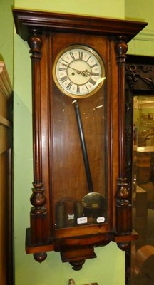 Lot 1286 - A double weight driven Vienna type wall clock; a single fusee wall timepiece and a chiming...