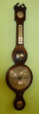 Lot 1297 - A Victorian rosewood wheel barometer, spirit level dial signed J Groce, York