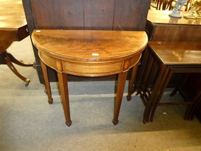 Lot 1304 - Reproduction D-shape card table, with glass top, and a nest of three tables