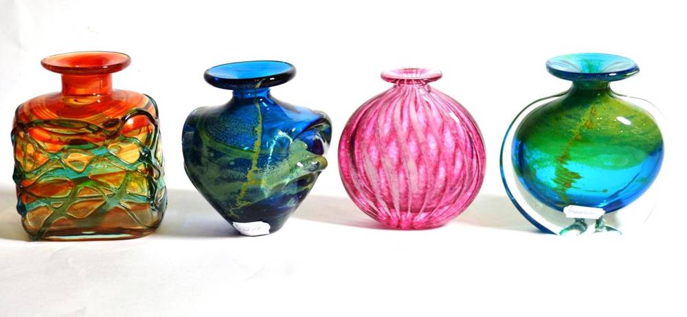 Lot 5 - Two Mdina glass vases; a Phoenician glass vase; and another unsigned