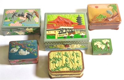 Lot 7 - A group of polychrome enamelled Japanese table boxes