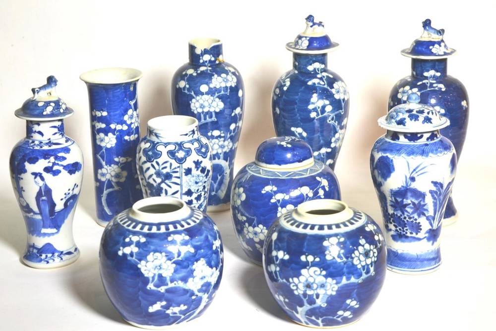 Lot 27 - A quantity of Chinese blue and white porcelain jars and vases (some damages)