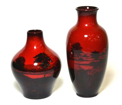 Lot 37 - Two Royal Doulton flambe vases