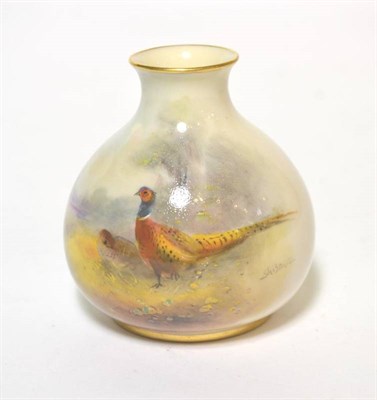 Lot 48 - A Royal Worcester vase, painted with pheasants, shape no. 2491, signed Jas Stinton