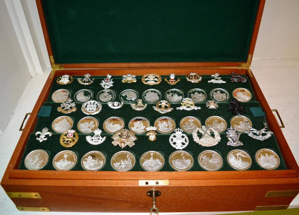 Lot 59 - Great Britian Regiments - a collection of fifty-two silver medallions and corresponding metal...