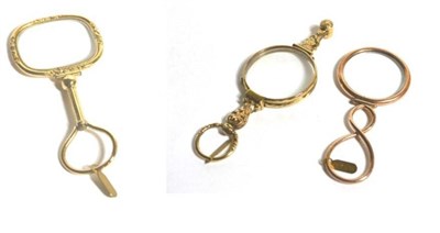 Lot 74 - A pair of lorgnette, two magnifying glasses, four tie studs, a sleeper, a curb link bracelet...