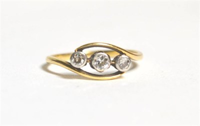 Lot 99 - An old cut diamond three stone ring, total estimated diamond weight 0.25 carat approximately,...