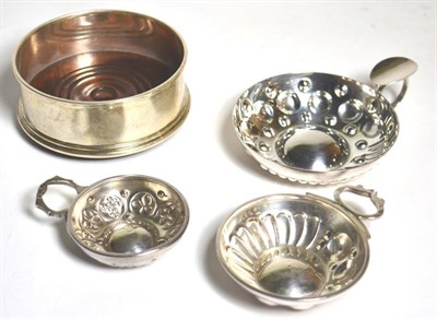 Lot 106 - A French silver wine taster, Marc Parrod, early 20th Century; another silver example; together with