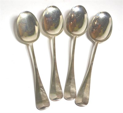 Lot 117 - A set of four Edwardian Hanoverian pattern table spoons, William Hutton & Sons, London,...