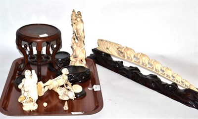 Lot 141 - A group of late 19th/early 20th century Japanese ivory okimono (some damages and losses); an...