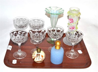 Lot 161 - Six champagne glasses, two scent bottles, two Vaseline shades