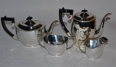 Lot 169 - A four piece silver tea and coffee service, E H Parkin & Co, Sheffield 1970, plain oval with reeded