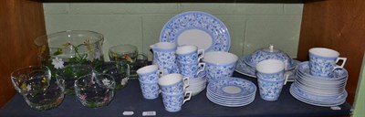 Lot 184 - A Derby blue and white tea service and a hand painted fruit set