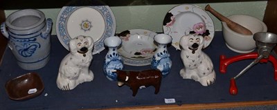 Lot 191 - A pestle and mortar together with a pair of Beswick Staffordshire dogs; a pair of Mason's...