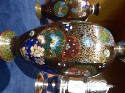 Lot 202 - A pair of hexagonal Japanese cloisonne vases