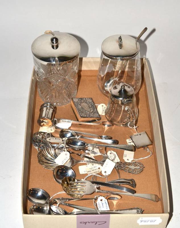 Lot 236 - A collection of assorted silver spoons and tongs, various makers 1900-1910 including a pair of wish