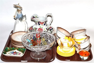 Lot 247 - Collectable ceramics and glass to include Shelley; a Lladro figure of a lady; a Ridgeway jug...