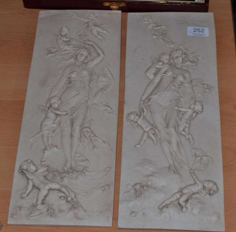Lot 252 - A pair of 19th century style French marbled Neo-classical plaques (2)