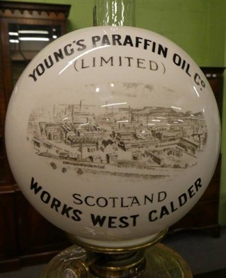 Lot 266 - Victorian oil lamp advertising shade, Young Oil Lamps
