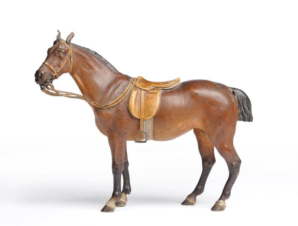 Lot 1240 - Franz Bergmann (Austria 1838-1894): A Cold Painted Bronze Figure of a Saddled Horse, circa...