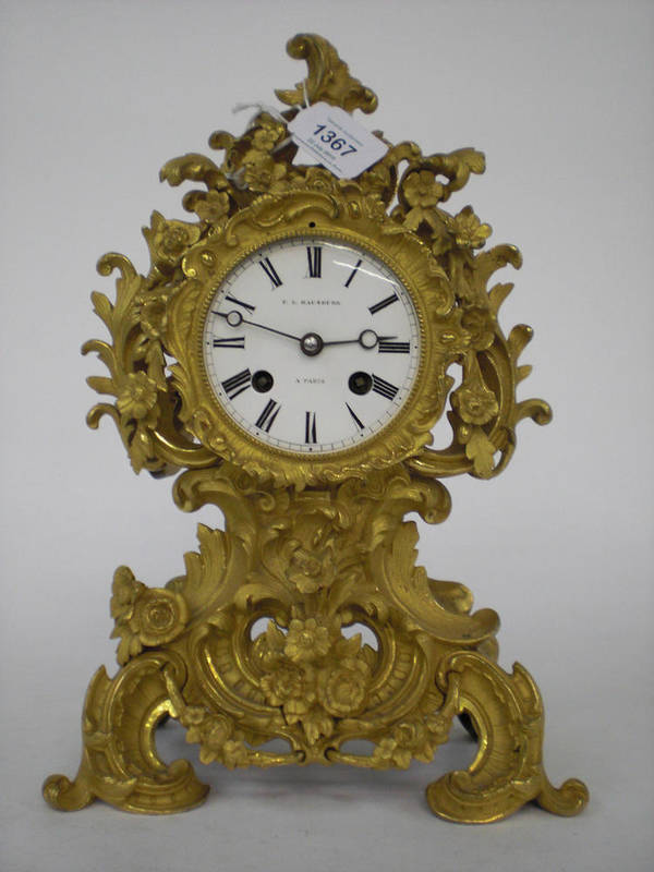 Lot 1367 - A Gilt Brass Striking Mantel Clock , retailed by F L Hausburg, a Paris, circa 1880, the highly...