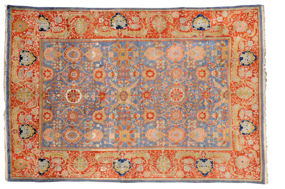 Lot 1482 - Fine Ziegler Mahal  Carpet The ice blue field with an allover lattice design of palmettes and...