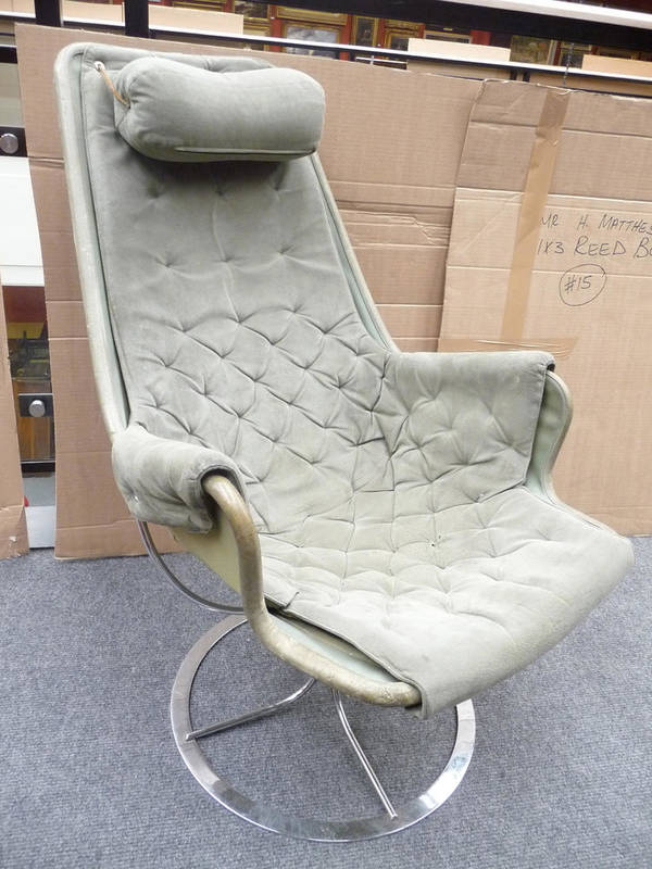 Lot 1956 - Bruno Mathsson (1907-1988) A Jetson Chair, Circa 1970 for Dux, upholstered in a green suede...