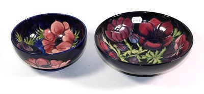 Lot 1 - A Moorcroft pottery Anemone pattern bowl, with painted and impressed marks, 26.5cm diameter;...