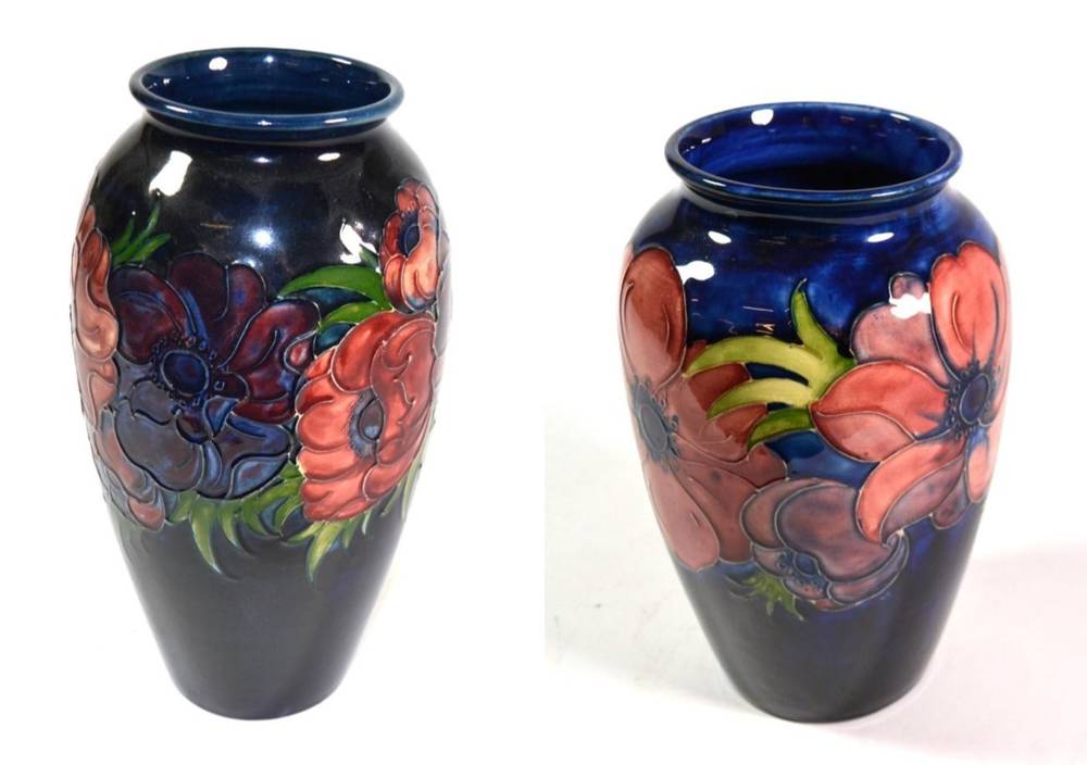 Lot 10 - A Moorcroft pottery Anemone pattern vase, with painted and impressed marks, 25.5cm high;...