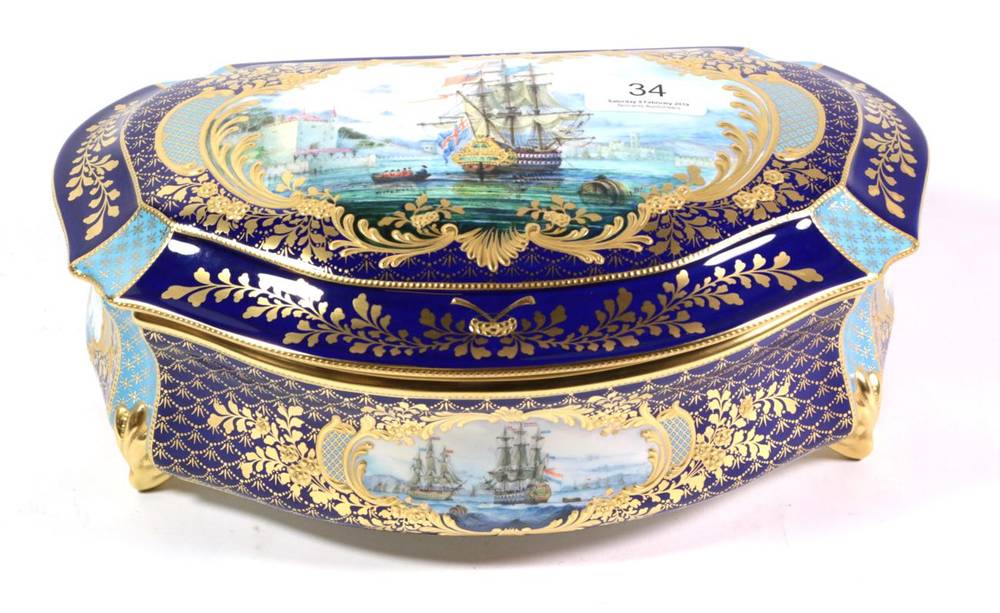 Lot 34 - A Stephen D Nowacki for Lynton Porcelain box and cover, signed, 29cm wide