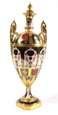 Lot 36 - A Royal Crown Derby 1128 twin-handled vase, 30.5cm