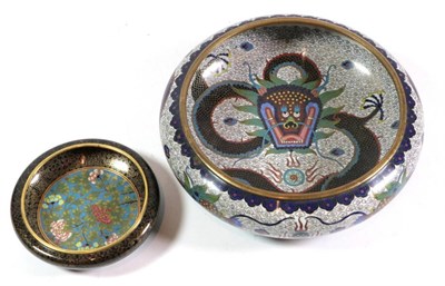 Lot 52 - A champleve enamel bowl; and a shallow champleve bowl (2)