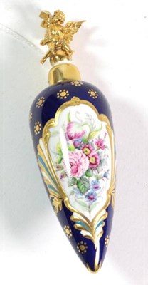 Lot 69 - A porcelain scent bottle, by Stephen D Nowacki, decorated with a floral vignette, with silver...