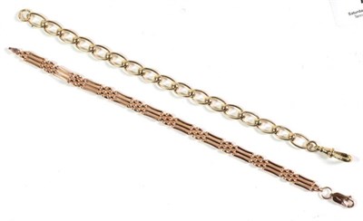 Lot 79 - A 9 carat rose gold gate bracelet, length 20cm; and a 9 carat gold bracelet, length 18.5cm