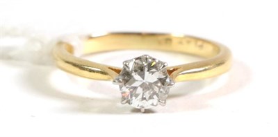 Lot 103 - An old cut solitaire diamond ring, in claw setting, to tapered shoulders, estimated diamond...