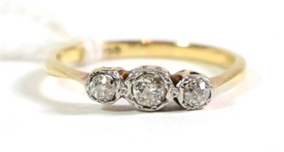 Lot 104 - An old cut diamond three stone ring, 0.35 carat approximately, finger size P