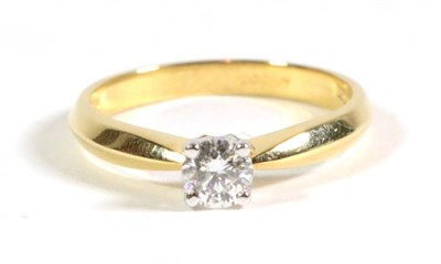 Lot 112 - An 18 carat gold solitaire diamond ring, a round brilliant cut diamond in a claw setting, to...