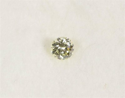 Lot 125 - A loose round brilliant cut diamond, 0.34 Carat, Colour Fancy Yellow, Clarity VVS1