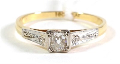 Lot 145 - A diamond solitaire ring, with diamond set shoulders, total estimated diamond weight 0.30 carat...