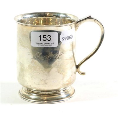 Lot 153 - A silver mug with maker's mark CB & S, engraved with initials