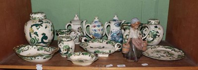 Lot 168 - A group of Masons Chartreuse pattern wares and a Lladro figure