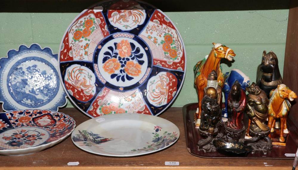 Lot 170 - A group of modern Chinese pottery; Tang style horses; a modern Chinese bronze Tang style horse;...
